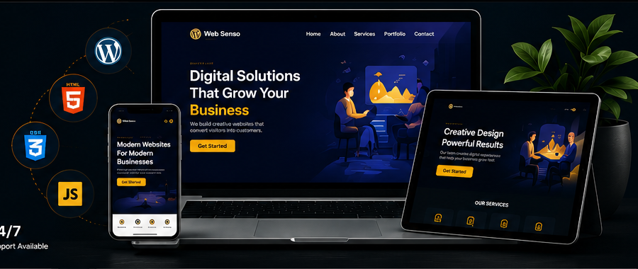 Web Senso responsive website design on laptop tablet and mobile